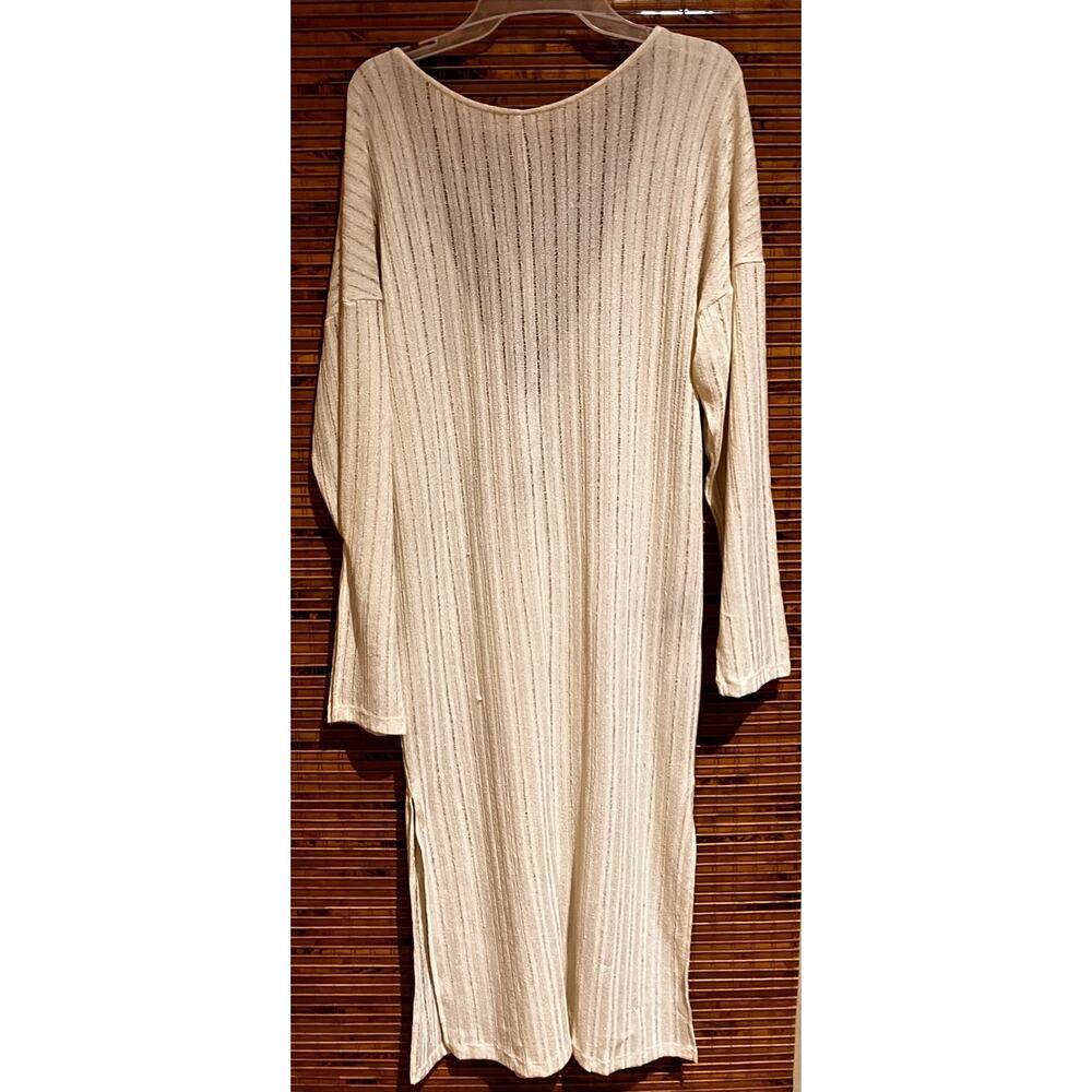 Zara Sz 4/6 Small Collection Sheer Rustic Long Tunic Dress Cream,‎ Beach, Boho